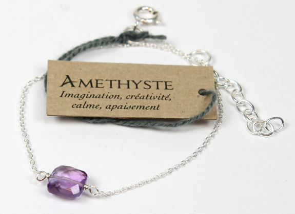 Bracelet coussin d'Améthyste 7 mm - Argent 925