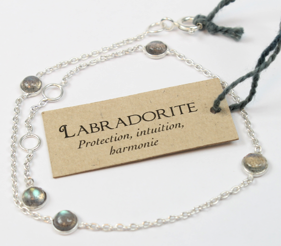 Bracelet pierres Labradorite 4 mm - Argent 925