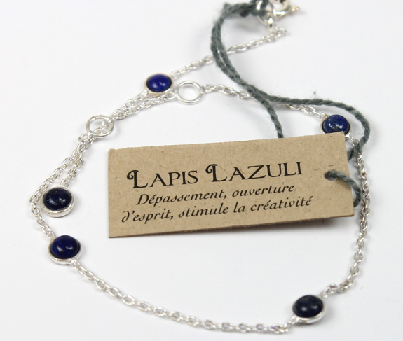 Bracelet pierres Lapis lazuli 4 mm - Argent 925