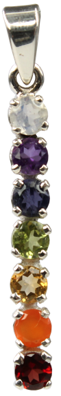 Pendentif Pierres des Chakras Argent 925 Bâton