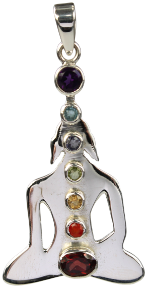 [3660341306062] Pendentif Pierres des Chakras Argent 925 Bouddha