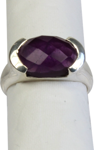 Bague argent Améthyste facettée - Taille 52