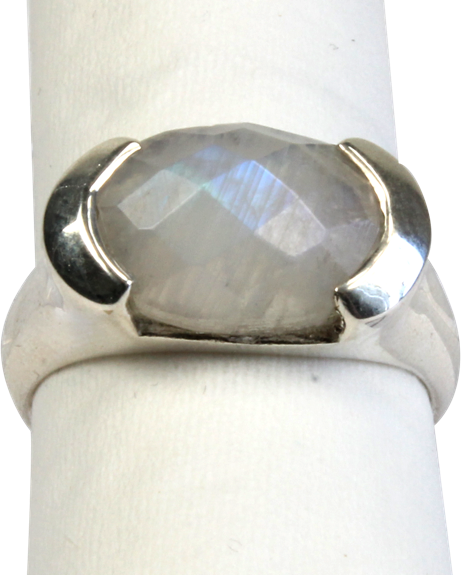 Bague argent Pierre de Lune facettée - Taille 51