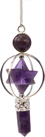 Pendule Merkaba 3 Pierres en Améthyste