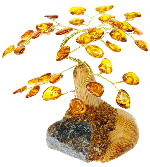 Arbre du Bonheur Ambre cognac mixé 7 cm