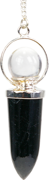 Pendule Pointe Tourmaline Noire et Bille de Cristal