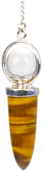 Pendule Pointe Œil de Tigre et Bille de Cristal