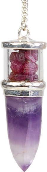 Pendule Pointe Améthyste et Remplissage Rubis