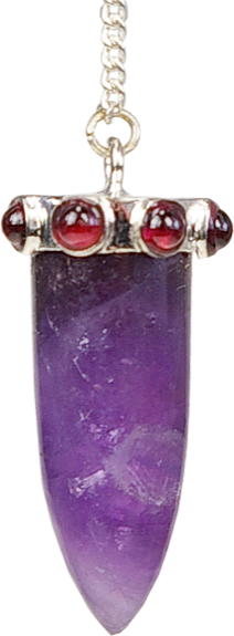 Pendule Pointe Améthyste et Couronne Grenat