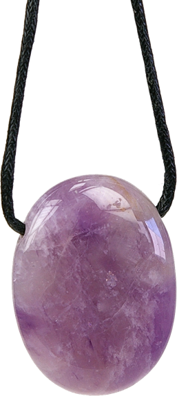 Collier Améthyste Pierre ovale percée Cordon noir