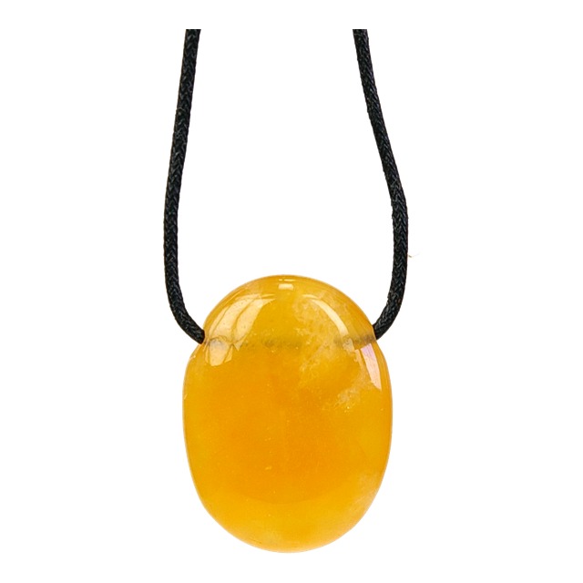 [3660341322413] Collier Calcite Orange Pierre ovale percée Cordon noir