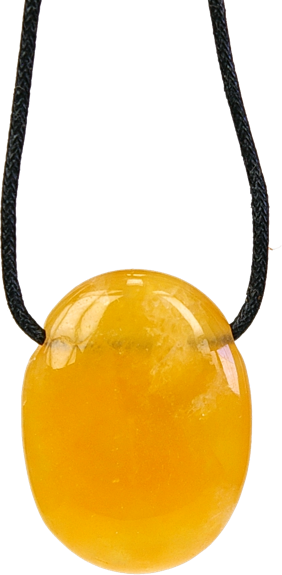 Collier Calcite Orange Pierre ovale percée Cordon noir