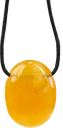 Collier Calcite Orange Pierre ovale percée Cordon noir
