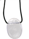 Collier Cristal de Roche Pierre ovale percée Cordon noir