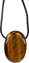 Collier Oeil de Tigre Pierre ovale percée Cordon noir