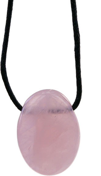 Collier Quartz Rose Pierre ovale percée Cordon noir
