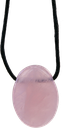 Collier Quartz Rose Pierre ovale percée Cordon noir