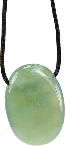 Collier Serpentine Pierre ovale percée Cordon noir