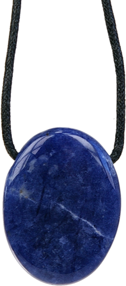 Collier Sodalite Pierre ovale percée Cordon noir