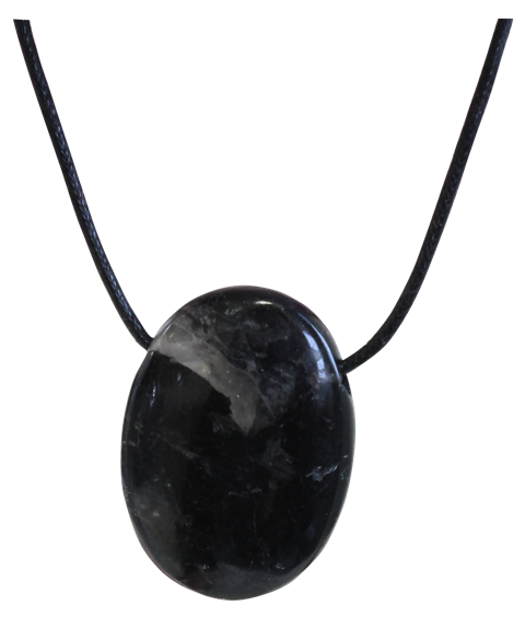 Collier Tourmaline Noire Pierre ovale percée Cordon noir