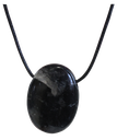 Collier Tourmaline Noire Pierre ovale percée Cordon noir