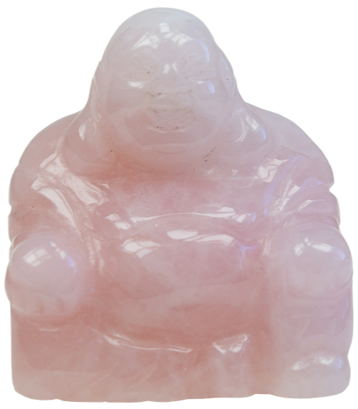Bouddha Rieur Assis 4 cm - Quartz rose