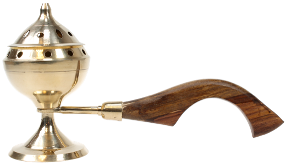 Encensoir laiton avec manche en bois