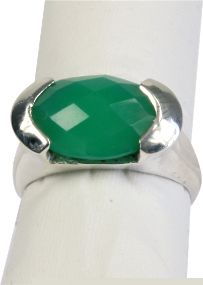Bague argent Chryso Onyx facetté - Taille 57