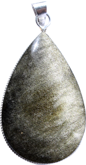 Pendentif Obsidienne Dorée Forme ovale