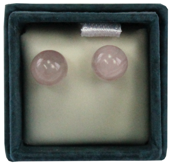 Boucles d'oreilles perles de quartz rose - 6 mm