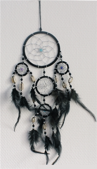 [3660341406250] Attrape-rêves noir plumes noires - PM