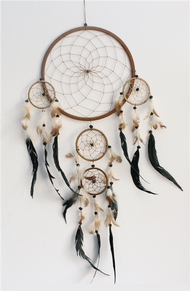 Attrape-rêves naturel plumes noires - GM