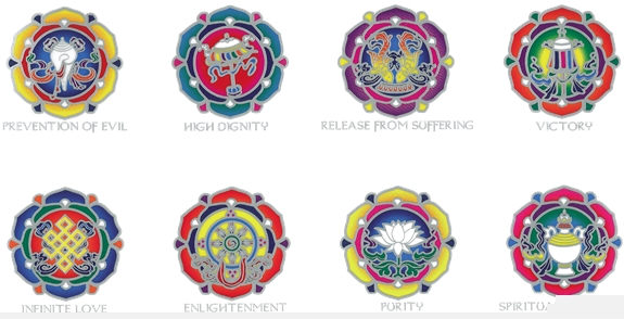 Autocollant attrape-soleil - Symboles Auspicieux Bouddhistes