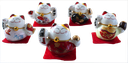 Ensemble de 5 Chats Maneki Neko en porcelaine
