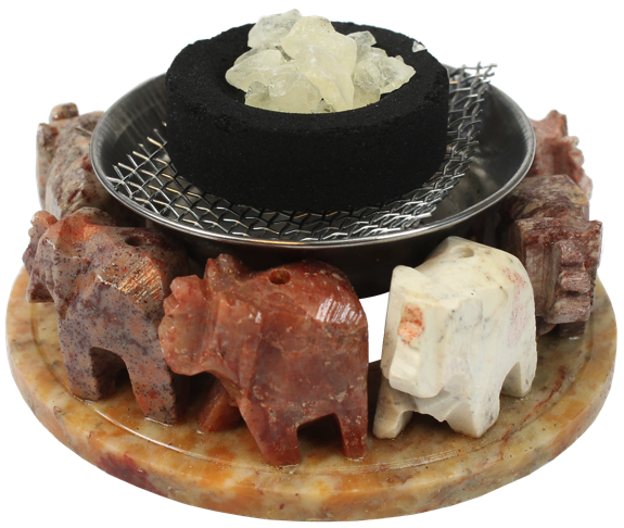 Brûle-encens pierre 8 éléphants