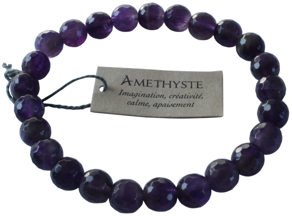 Bracelet Améthyste Perles rondes facettées