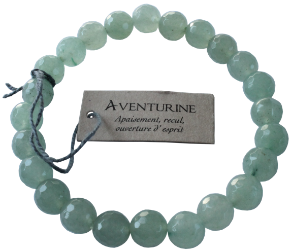Bracelet Aventurine Verte Perles rondes facettées
