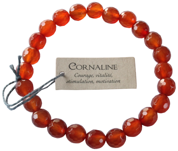 Bracelet Cornaline Perles rondes facettées