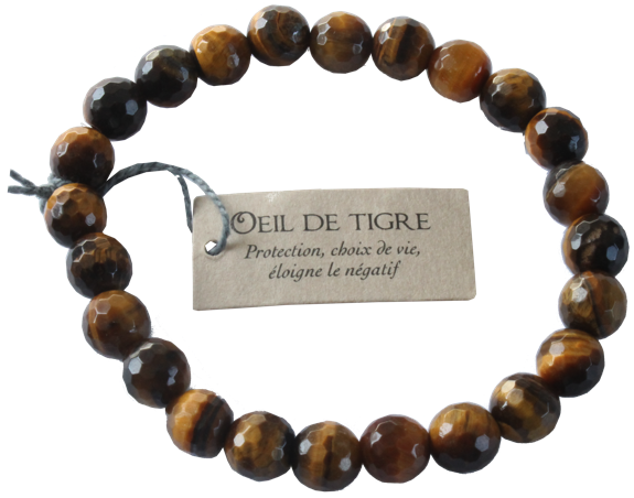 Bracelet Œil de Tigre Perles rondes facettées