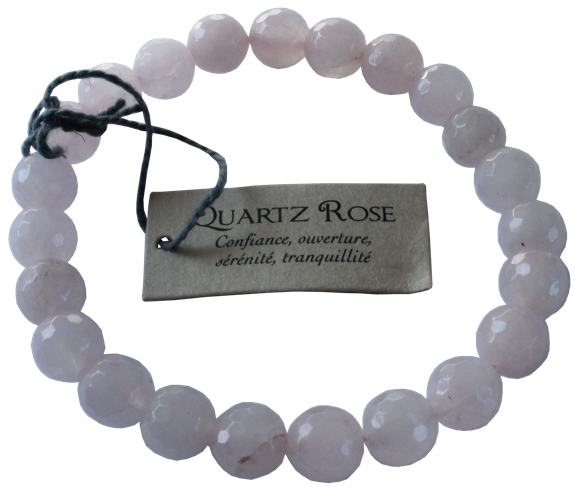 Bracelet Quartz Rose Perles rondes facettées