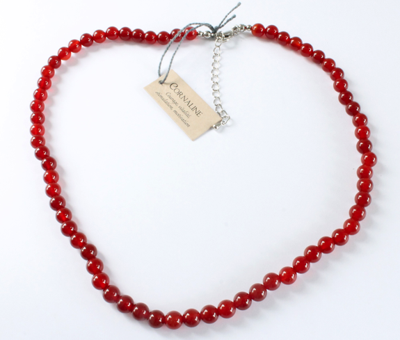 Collier Cornaline Perles rondes 8 mm