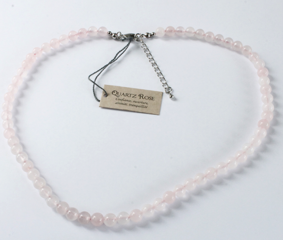 Collier Quartz Rose Perles rondes 6 mm