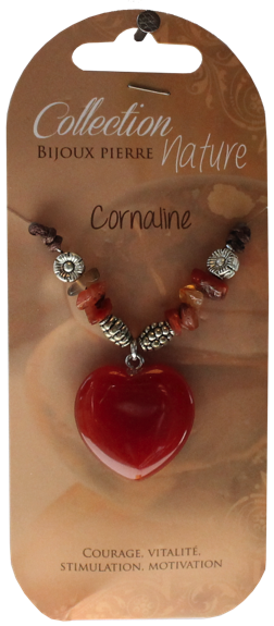 Collier pendentif cœur et perles baroques - Cornaline Chauffée