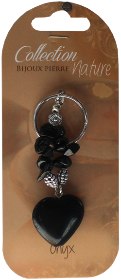 Porte-clef cœur et pierres baroques - Onyx