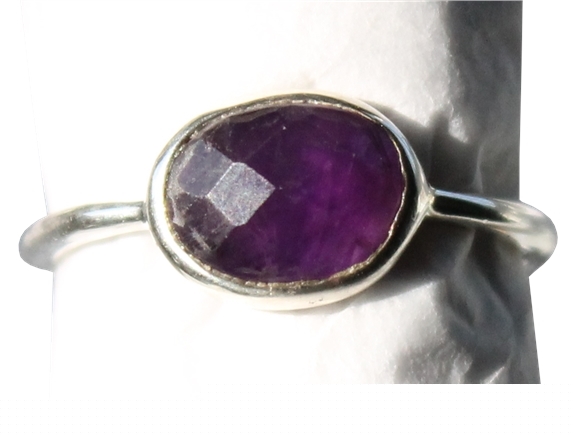 Bague Améthyste Argent 925 Facettée T51