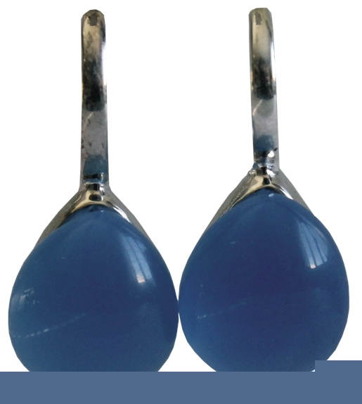 Boucles d'oreilles Calcédoine Bleue Argent 925 Bombées
