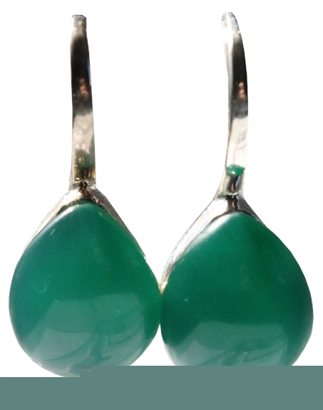 Boucles d'oreilles Pierre bombée Onyx vert - Argent 925