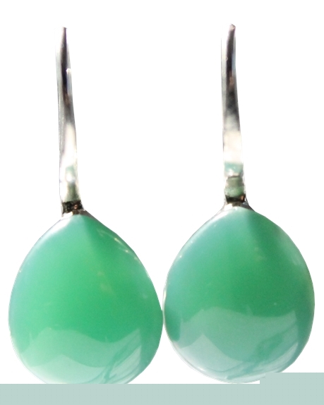 Boucles d'oreilles Pierre bombée Chryso Onyx - Argent 925