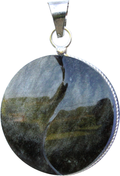 Pendentif Obsidienne Dorée Forme ronde