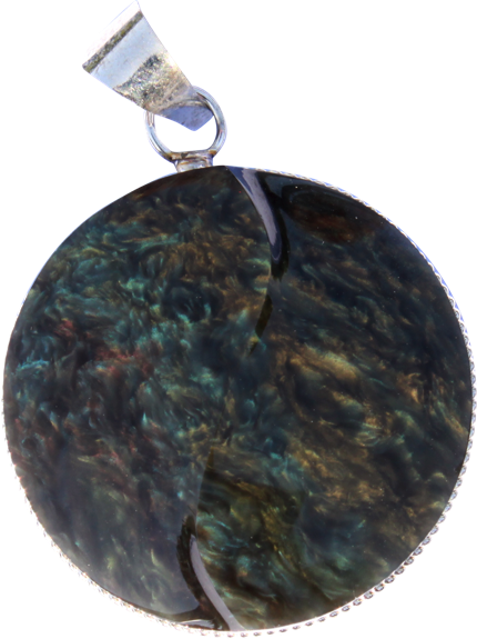 Pendentif Obsidienne Manta Huichol Forme ronde